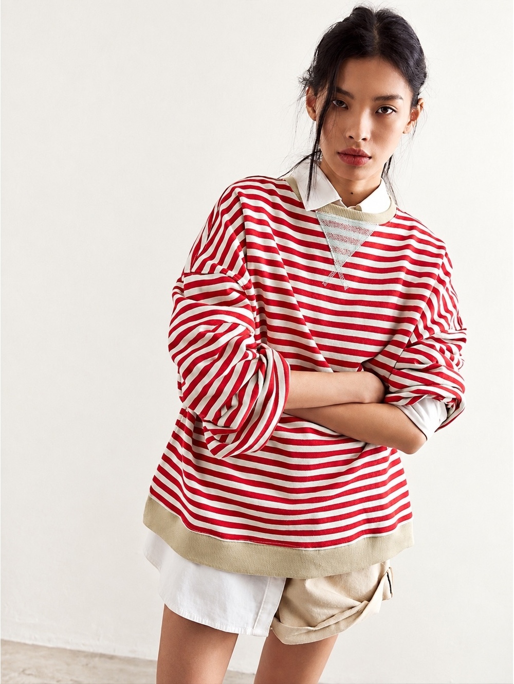 Free People We The Free Striped Oversized Crewneck Sweatshirt S Coastal